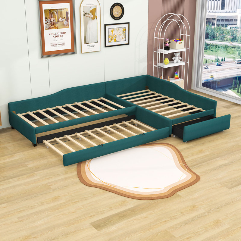 Lit de jour simple avec couchette Blithedale, Vert