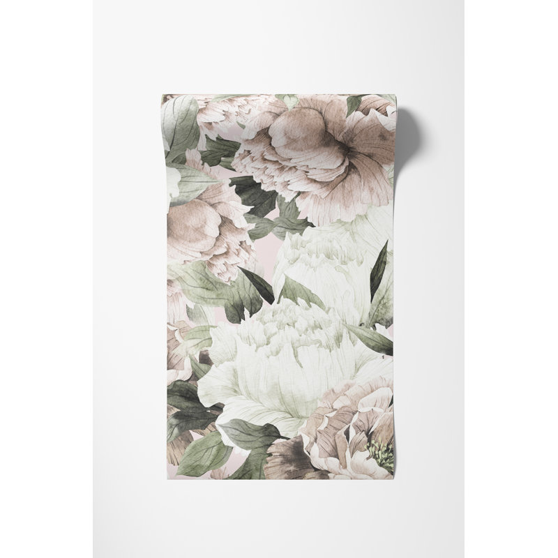 Rouleau de papier peint adhésif rétro à motif de pivoines amovibles L 6,25 pi x l 75 po Cramer
