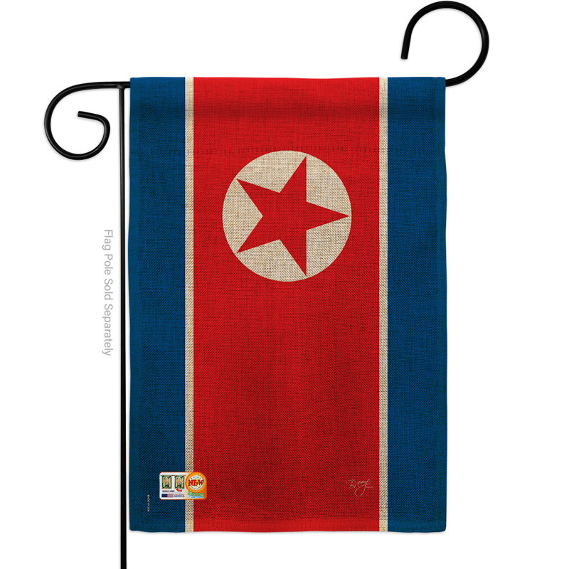 Polyester à 2 côtés 18,5 x 13 po corée du nord drapeau de jardin