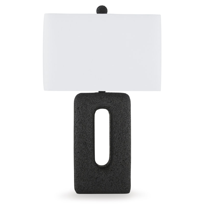 Black Textured Polyresin Table Lamp Set with 3-Way Switch