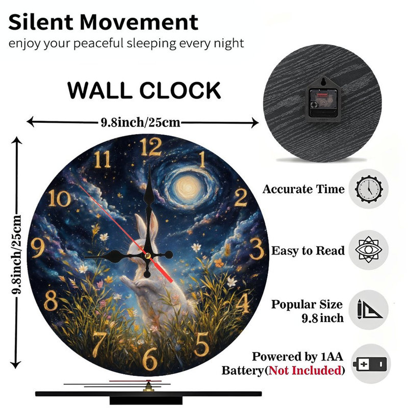 horloge fleurs célestes de lapin lune