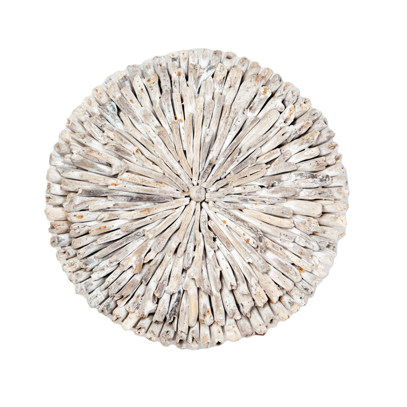Handmade Abstract Wall Decor on Solid Wood, Whitewash, 24" H x 24" W x 3" D