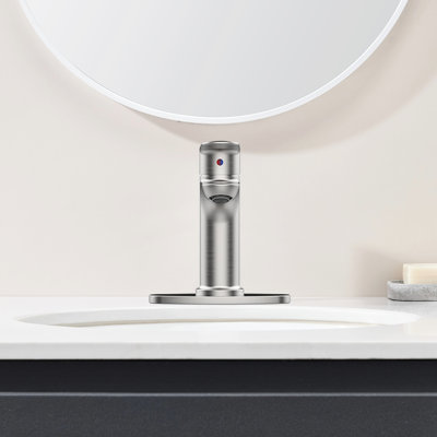 Brushed Nickel Bathroom Water Tap - 1 Hole Deck Mount, Resists Corrosion, Dense Flow, User- Install Process Smooth