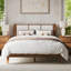 Tête de lit rembourrée en bois massif bouclé Knighten, ensemble de chambre à coucher 3 pièces-200897672-200897678-200897679