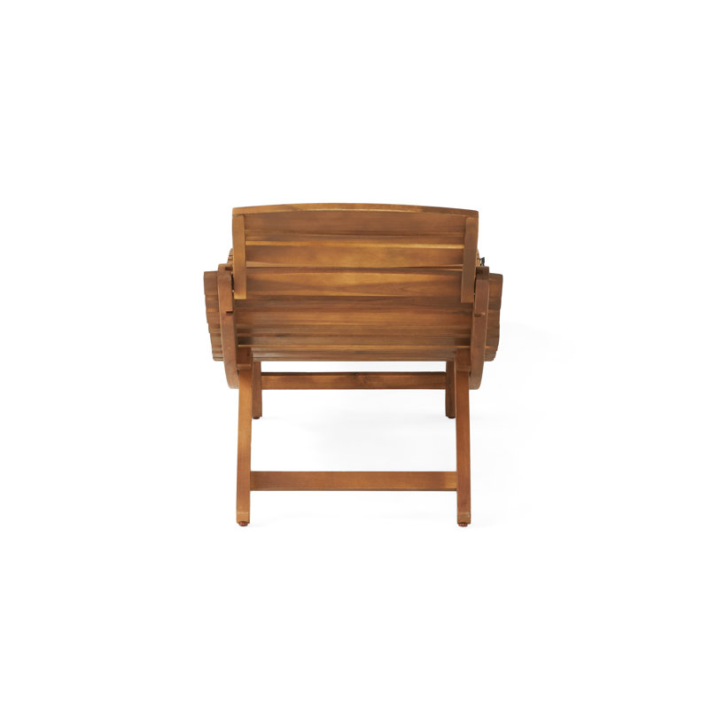 Chaise longue d'extérieur en bois brun pour patio avec portatif, Brun