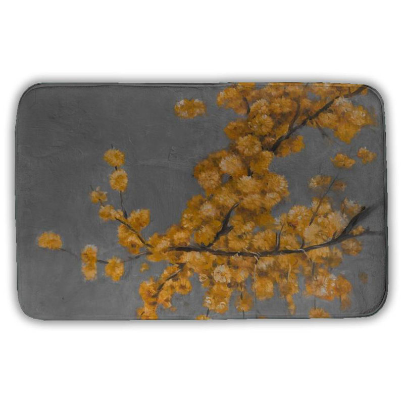 Golden wattle plant with pugg ball flowers Bath Mat with Non-Slip Backing - Quick Dry Memory Foam Bathroom Rug - Absorbent - Modern Plush Spa-Style - Machine Washable