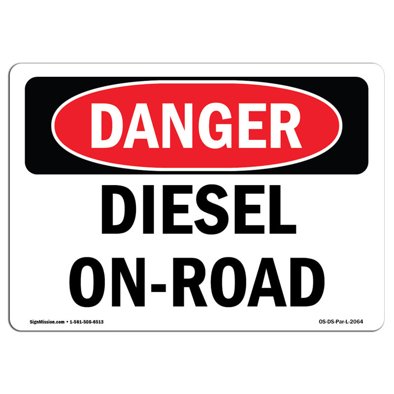 Diesel On-Road Aluminum Sign 12 x 18, 12" H x 18" W x 0.1" D