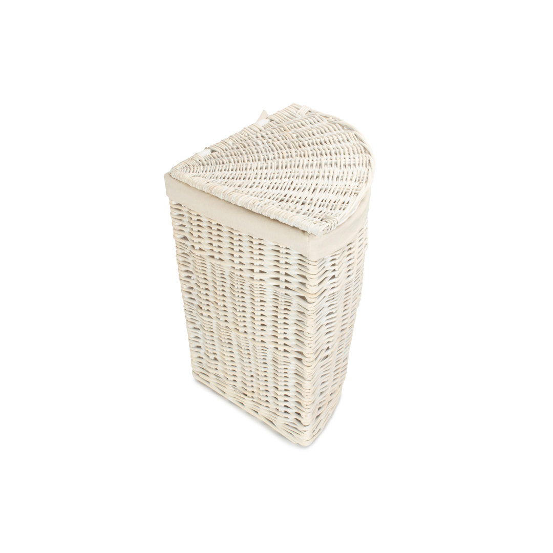 Wicker Lined Corner Laundry Bin Basket