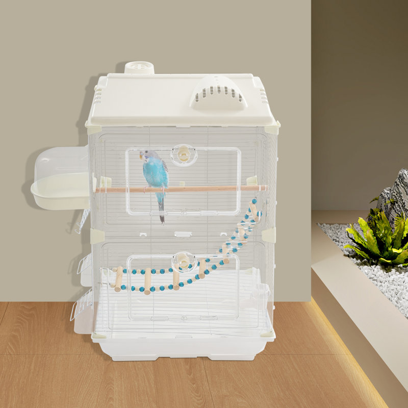 Bird Cage With Food Bowls Bath