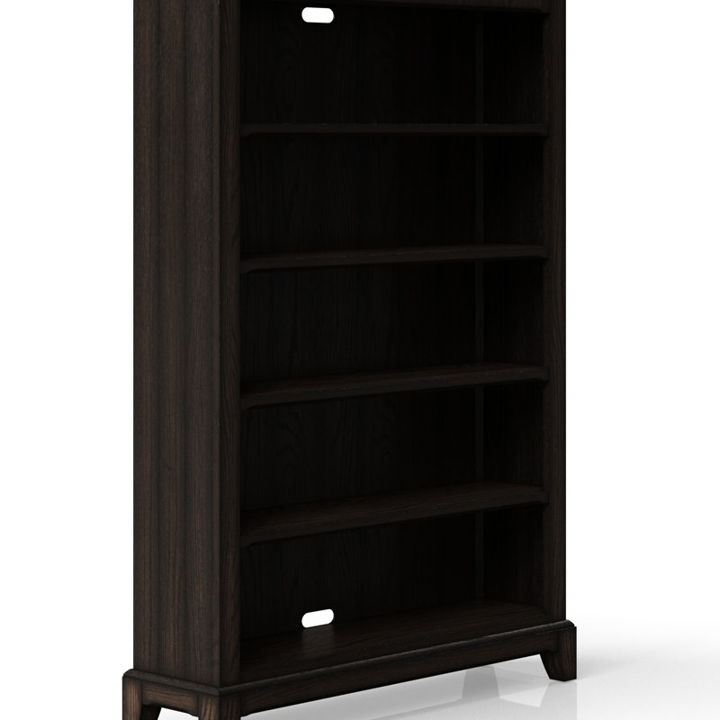 Bibliothèque en bois massif + chocolat - 6 pieds, pour la décoration de bureau à domicile, 72 po x 49 po 13,5 po, pied de conception traditionnelle 129 lb