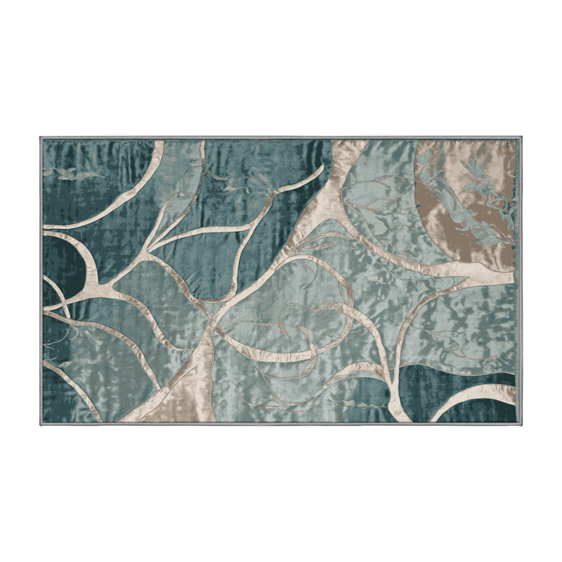 Machine Washable Gray Area Rug, Rectangle 3' x 5'