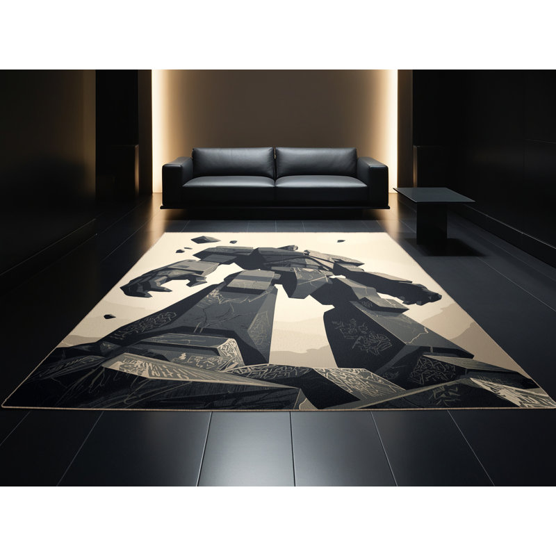 Tapis beige rustique en pierre élémentaire lavable à la machine Kingstowne, 4 x 6