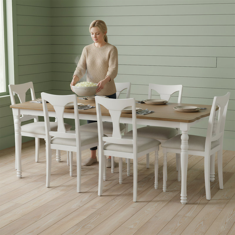 Ensemble de salle à manger 7 pièces avec table extensible et rallonge amovible, comprenant 6 chaises d'appoint rembourrées
