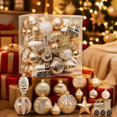 Ensemble d'ornement boule de Noël 65 pièces pour la décoration des arbres et les fêtes