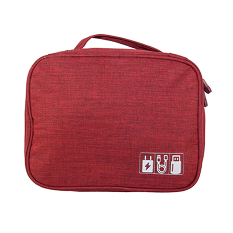 Étui de rangement pour accessoires électroniques sac de rangement pour câble, téléphone, chargeur, Rouge
