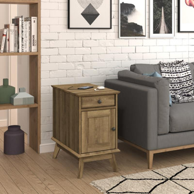 Table de bout 24,4 po Alingtons - Table de chevet avec prises de rangement intégrées