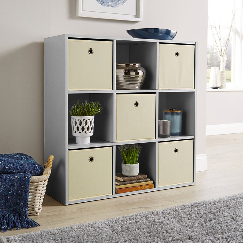 Stenberg 90cm H x 90cm W Cube Bookcase, Grey