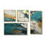 Serenity Sunset in Teal and White I - Large Abstract Shape Canvas Art mural 4 pièces-393728984-393728987
