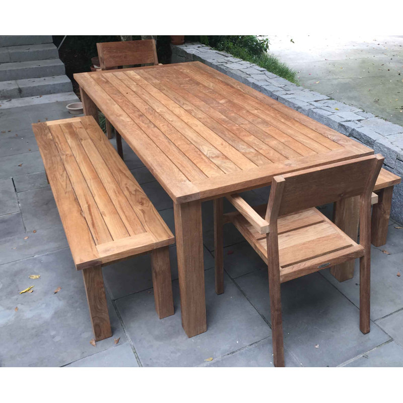 Jaterious Solid Wood Teak Outdoor Bench, 18" H x 75" W x 16.5" D