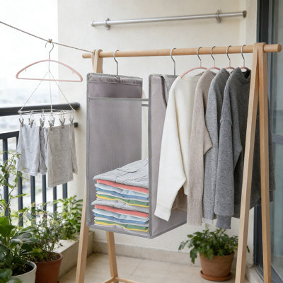 Mince sac à linge suspendu avec poignées, panier à linge portatif pliable robuste, panier de rangement compact pour vêtements et jouets