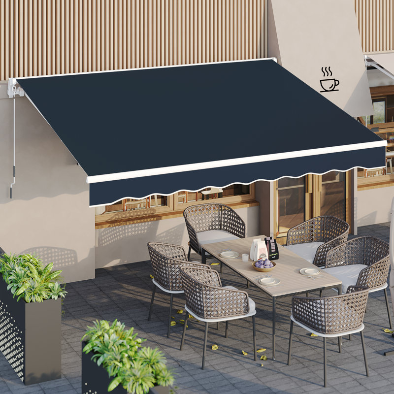 Auvent de terrasse à pente manuelle AECOJoy, l 156 po x P 120 po, Bleu marine, Couleur unie