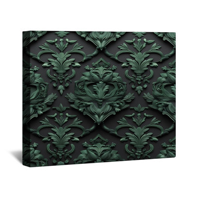 Toile tendue sur toile damassée verte ornée en plusieurs tailles