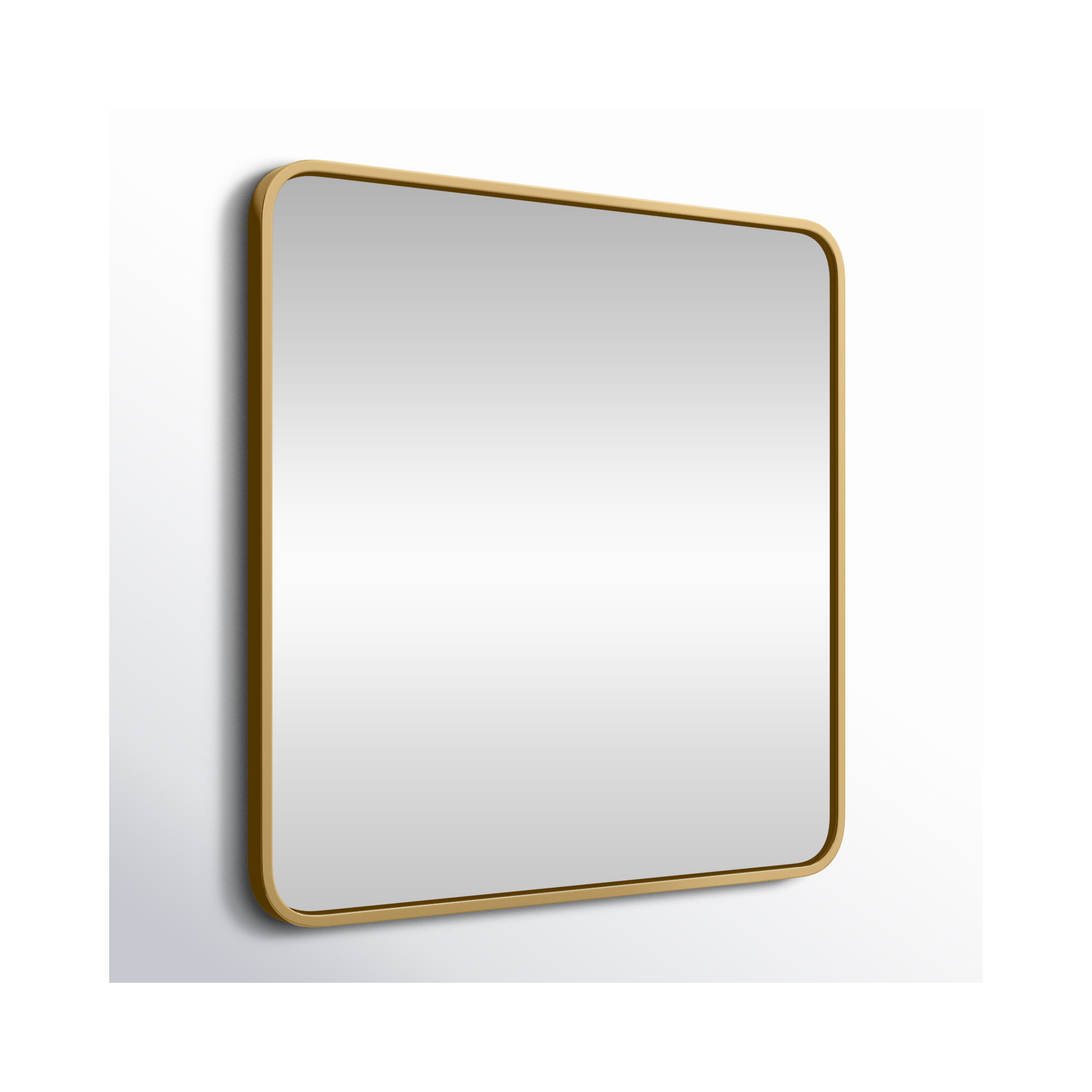 Metal Square Wall Mirror, 24"  x 24" , Brass