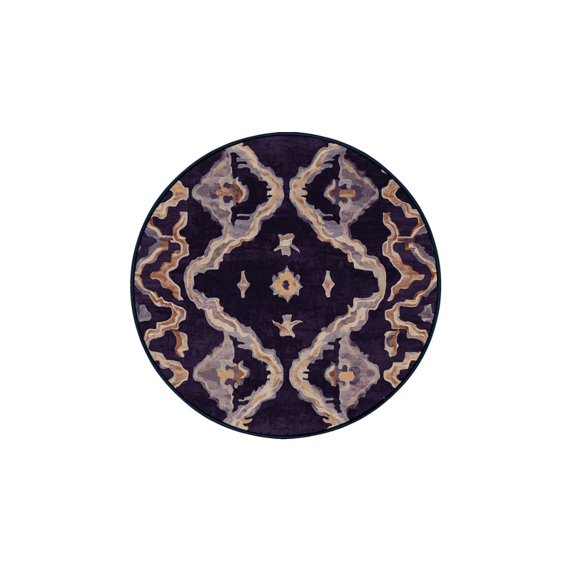 Machine Washable Purple Area Rug, Round 8'