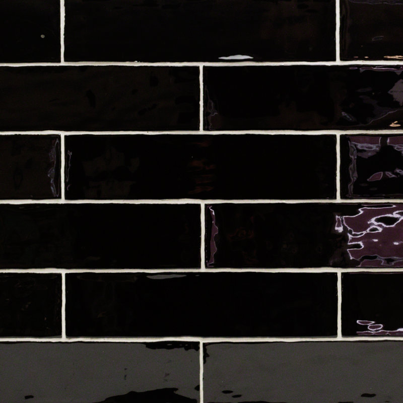 Carreau de mur de métro en céramique polie 3 po x 12 po Barcelona (10,76 pieds carrés / caisse), Noir