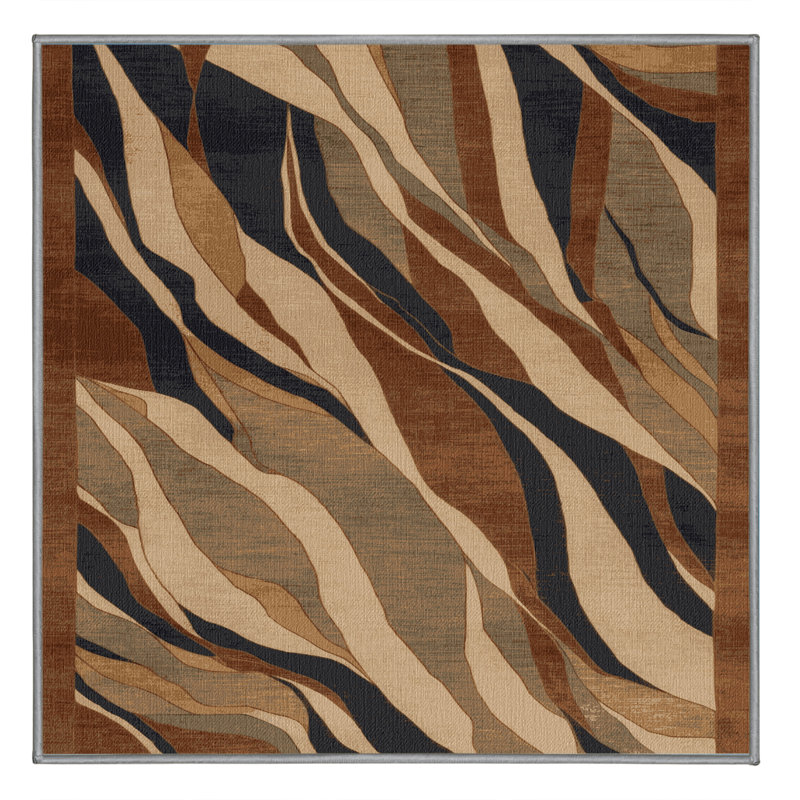 Machine Washable Persian Brown Area Rug, Square 3'
