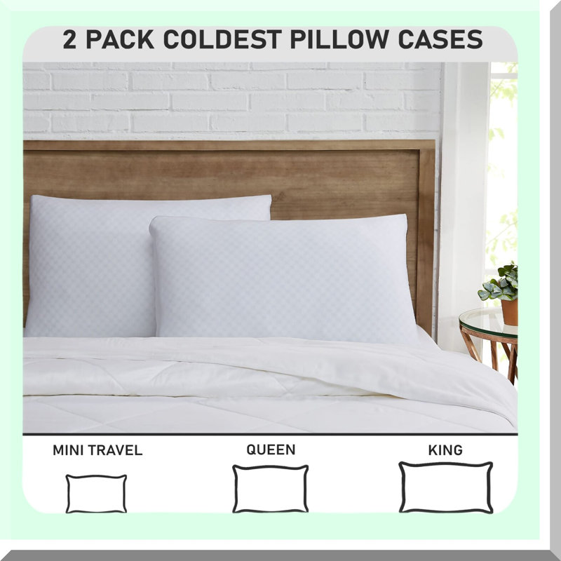 Cool Rayon From Bamboo Chill Pillowcase Set - 2 Pack Envelope Closure, Breathable Cooling Pillow Case Travel White - Set of 2