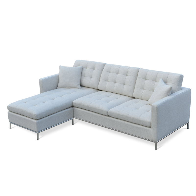 Canapé et chaise longue réversible de 95,5 po Taxim, Tweed - crème