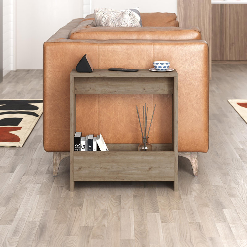 Beeler Modern Slim Compact Side Table, Natural Oak