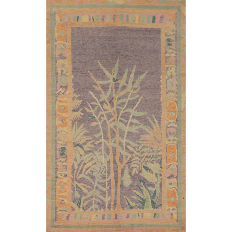 Tapis mauve en laine mauve transitionnel 5 x 8 po Oushak