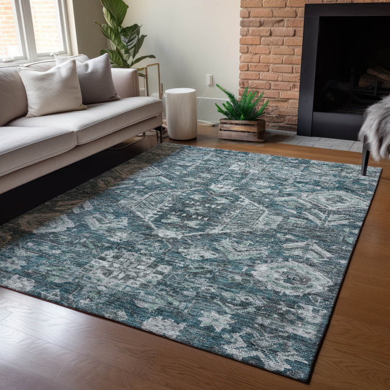 Machine Washable Indoor/Outdoor Earleville ACN2356 Traditional Rug, Rectangle 10' x 14'