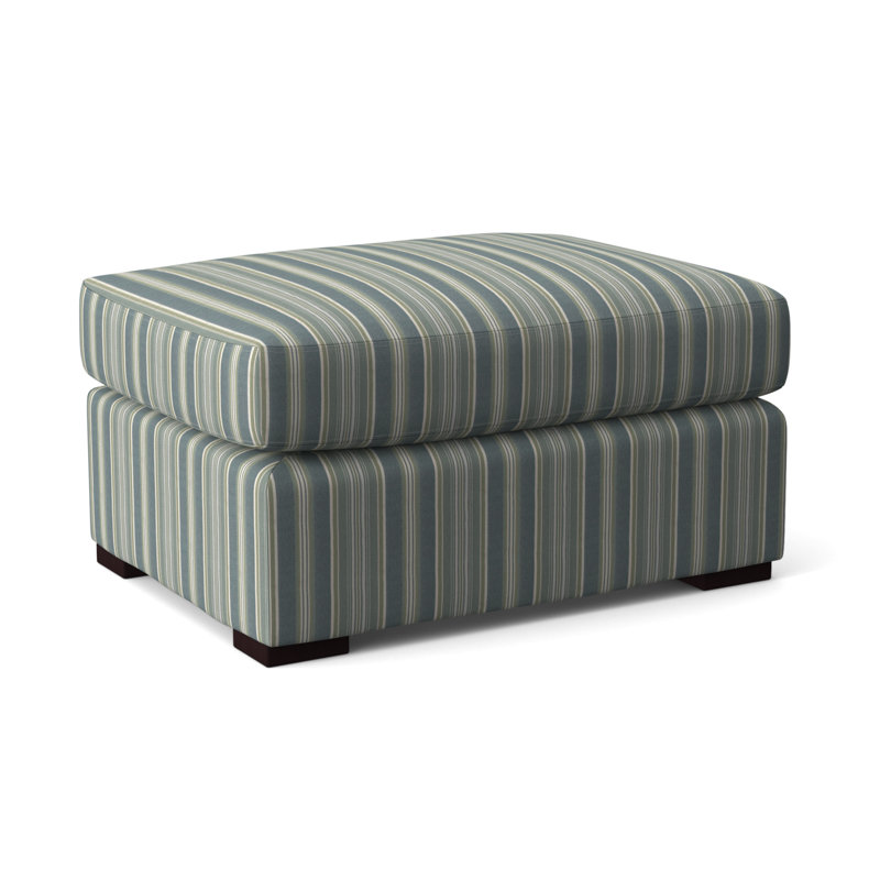 Bel-Air Upholstered Ottoman, Java Finish, Green and Blue Stripe