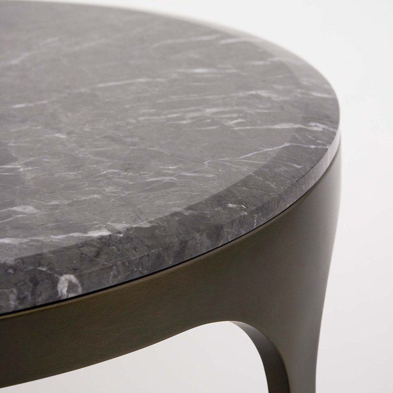 Camilla Marble End Table, Matte Black, Terra Brown, 22" H x 20" W x 20" D