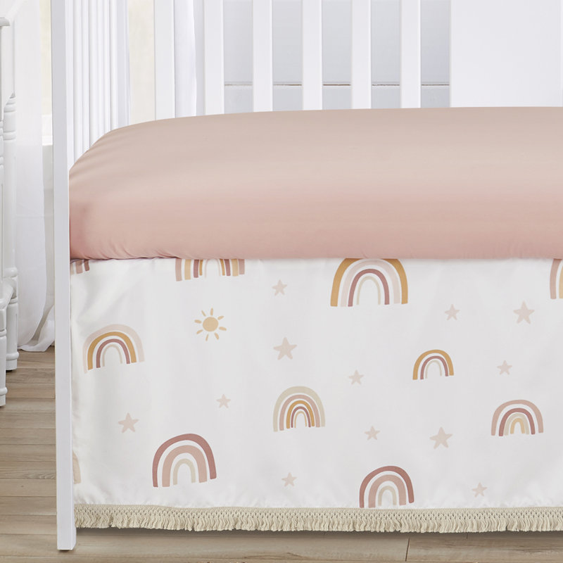 Ensemble de literie pour lit de bébé 4 pièces Boho Rainbow, Rose