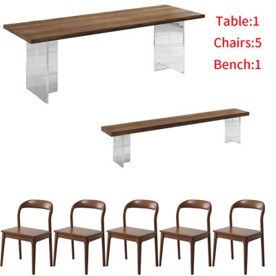 Modern solid wood acrylic dining table set