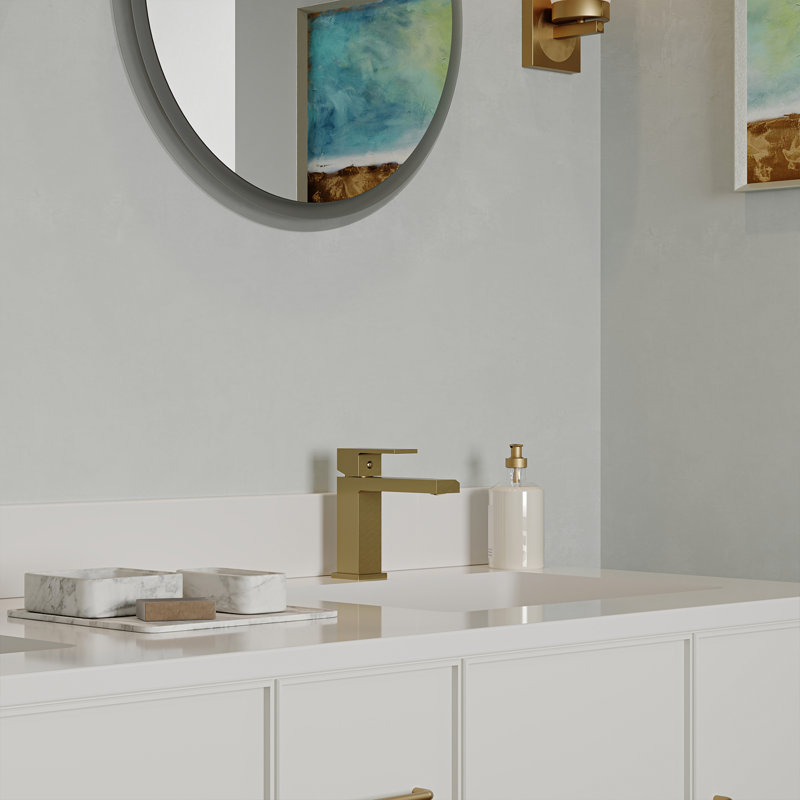 Single-handle Bathroom Faucet with Drain Assembly, Brushed Gold