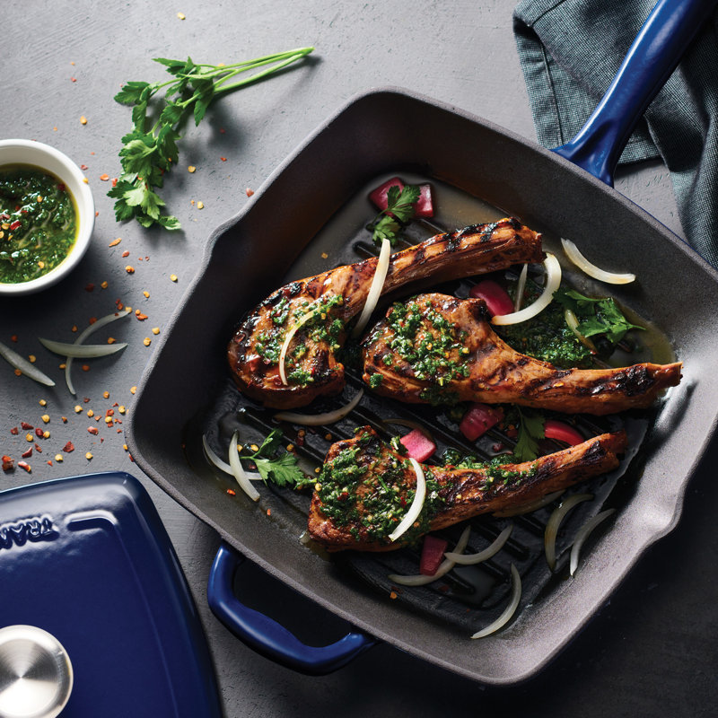 Tramontina Bestow Enameled Cast Iron Grill Pan, Gradated Cobalt