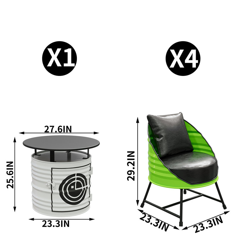 Kamarli Iron Top Pedestal Base Dining Set, 5