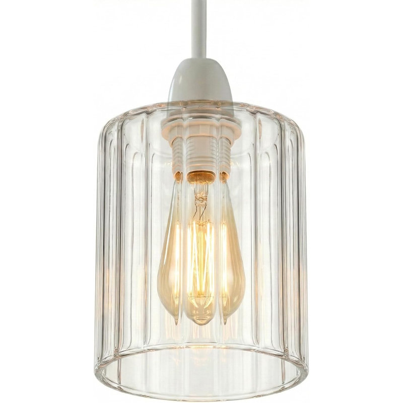 14cm H Glass Drum Lamp Shade in Clear