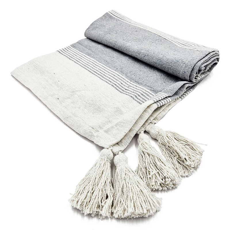 Conrad Gray Cotton Throw Blanket Set - 50" x 60"