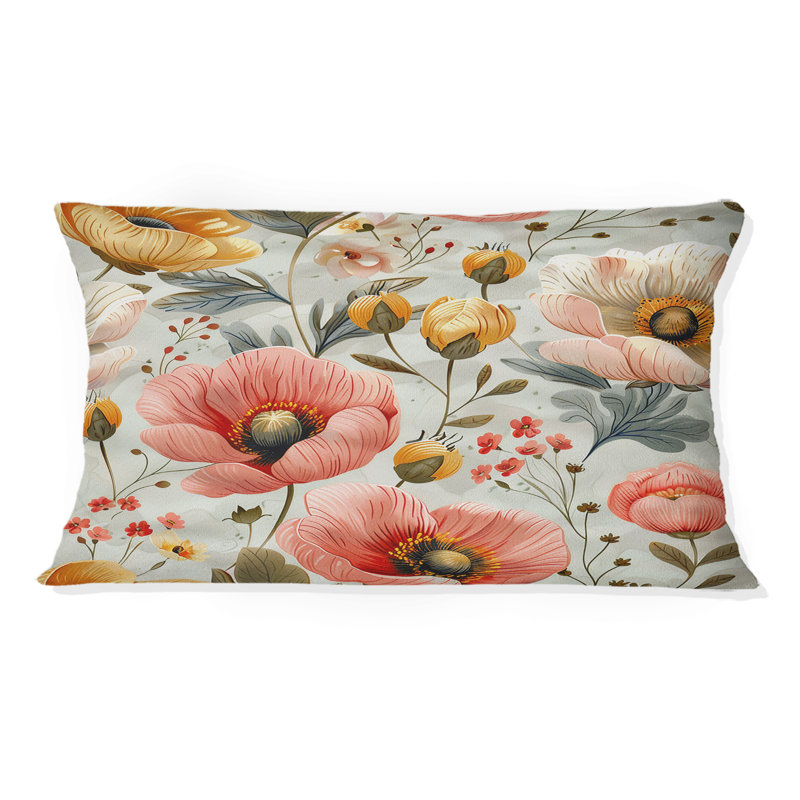 Coussin lombaire pastel rose rosé Blooms V - Modern