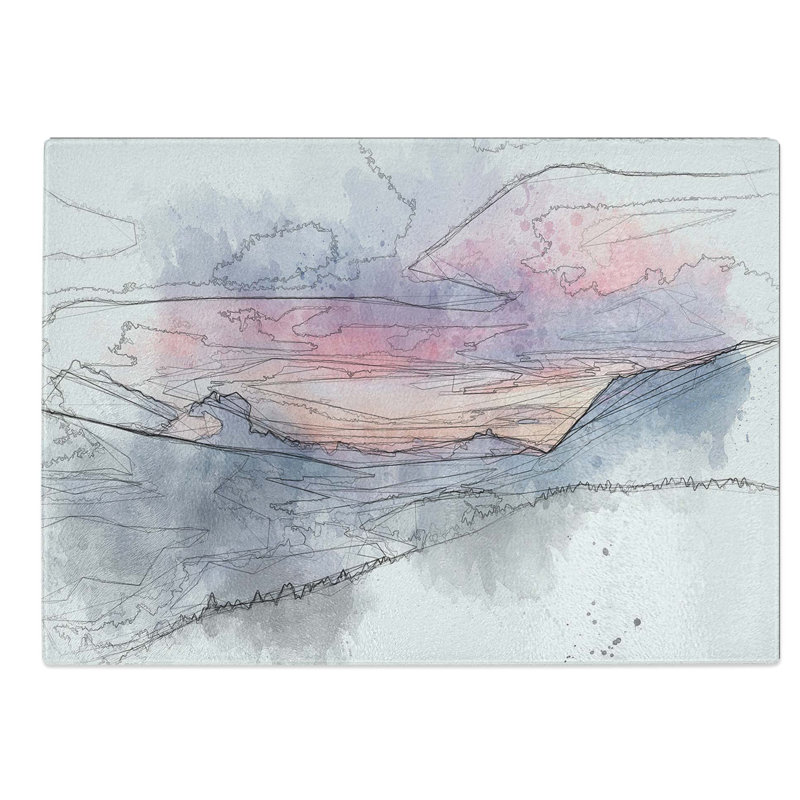 Glass Mountain View of Romania in Abstract Chopping Board, 28.5 cm W x 20 cm L