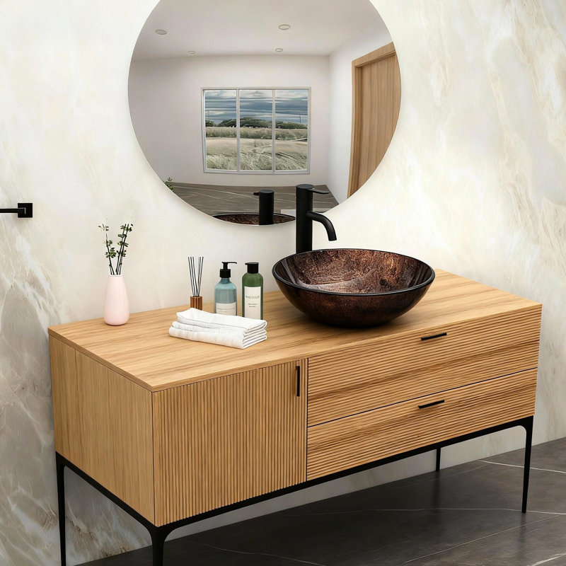Lavabo en verre trempé avec bonde escamotable, robinet noir, forme ovale marron pour salle de bain et toilettes, robinet de lavabo artistique
