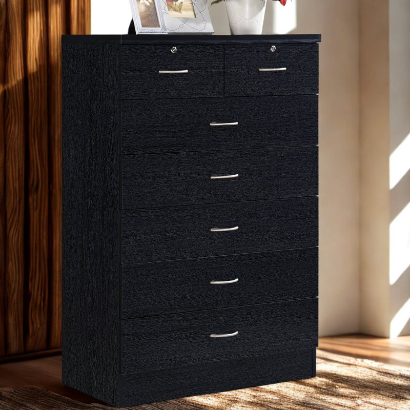 Commode 7 tiroirs l 31,5 po Willma, Noir