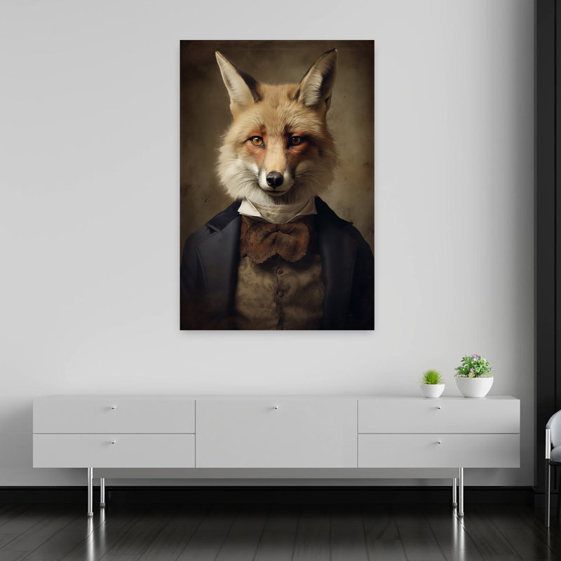 Art contemporain rétro, forêt de renard rétro, H 60 po x l 40 po