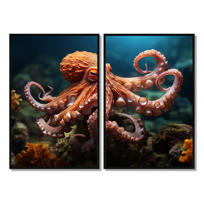 Coral Octopus Serene submersion II - impressions sur toile modernes